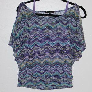 HeartSoul Sheer Blouse with Attached Purple Tank Size M